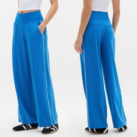 Athleta Pants - NWT Athleta Venice High Rise Track Stripe Wide Leg Pant Blue Sz Small Tall $119